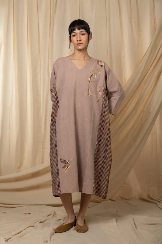 Taupe V-neck dress