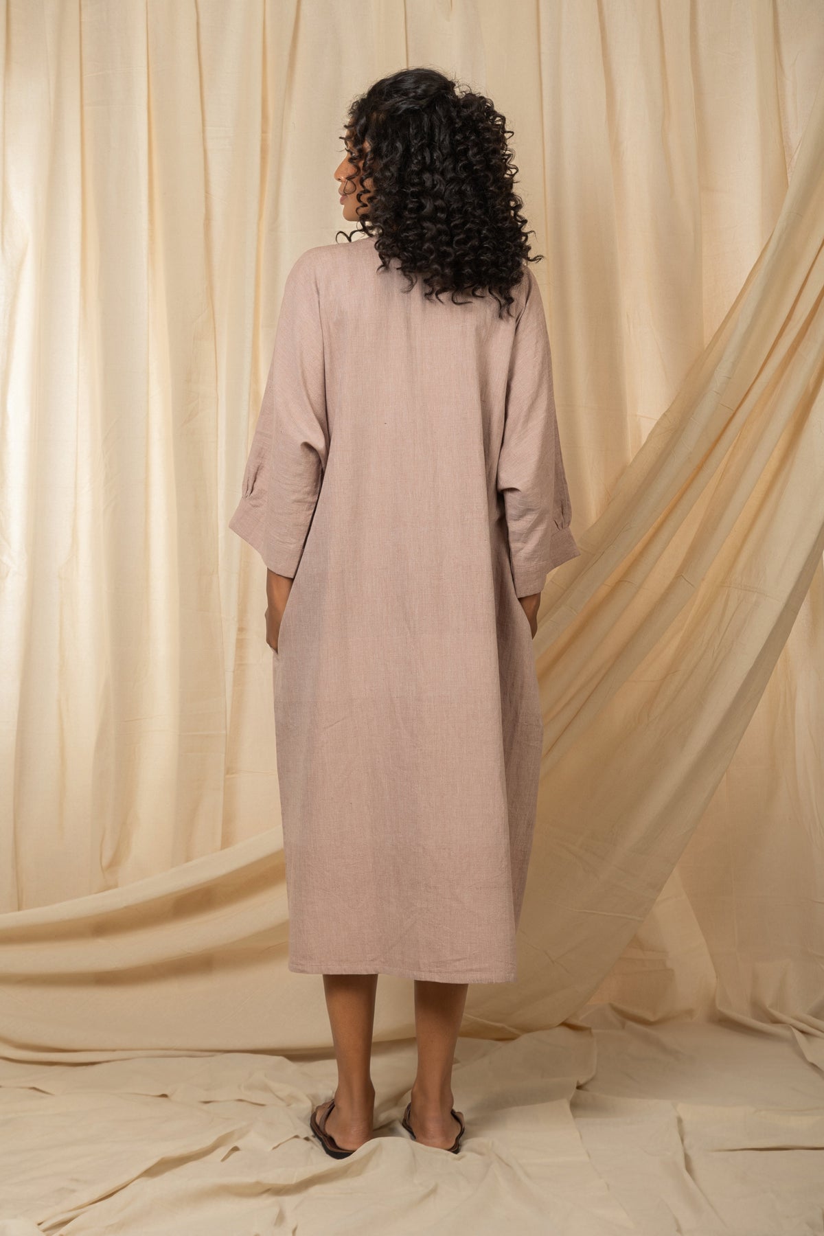 Taupe button-front dress
