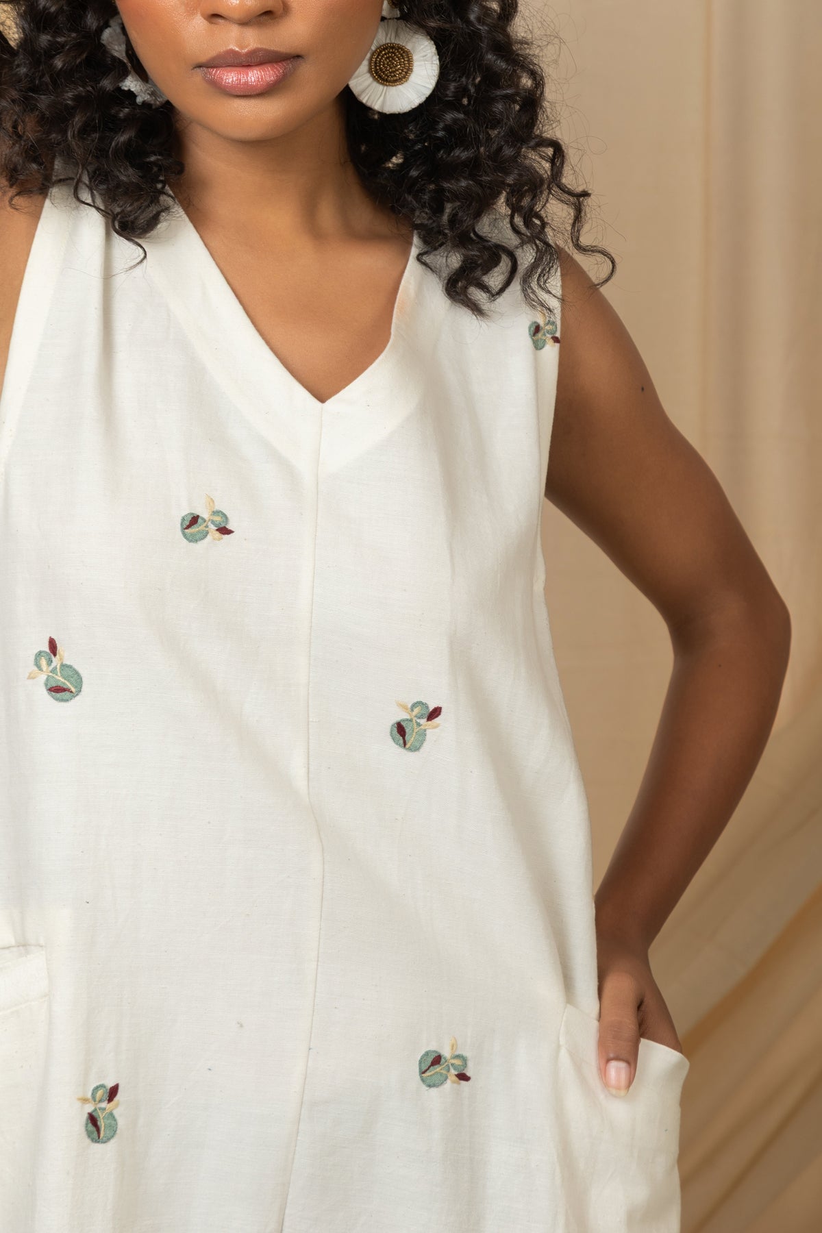 Ivory sleeveless A-line dress