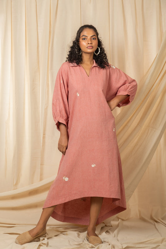 Dusty rose embroidered high-low dress