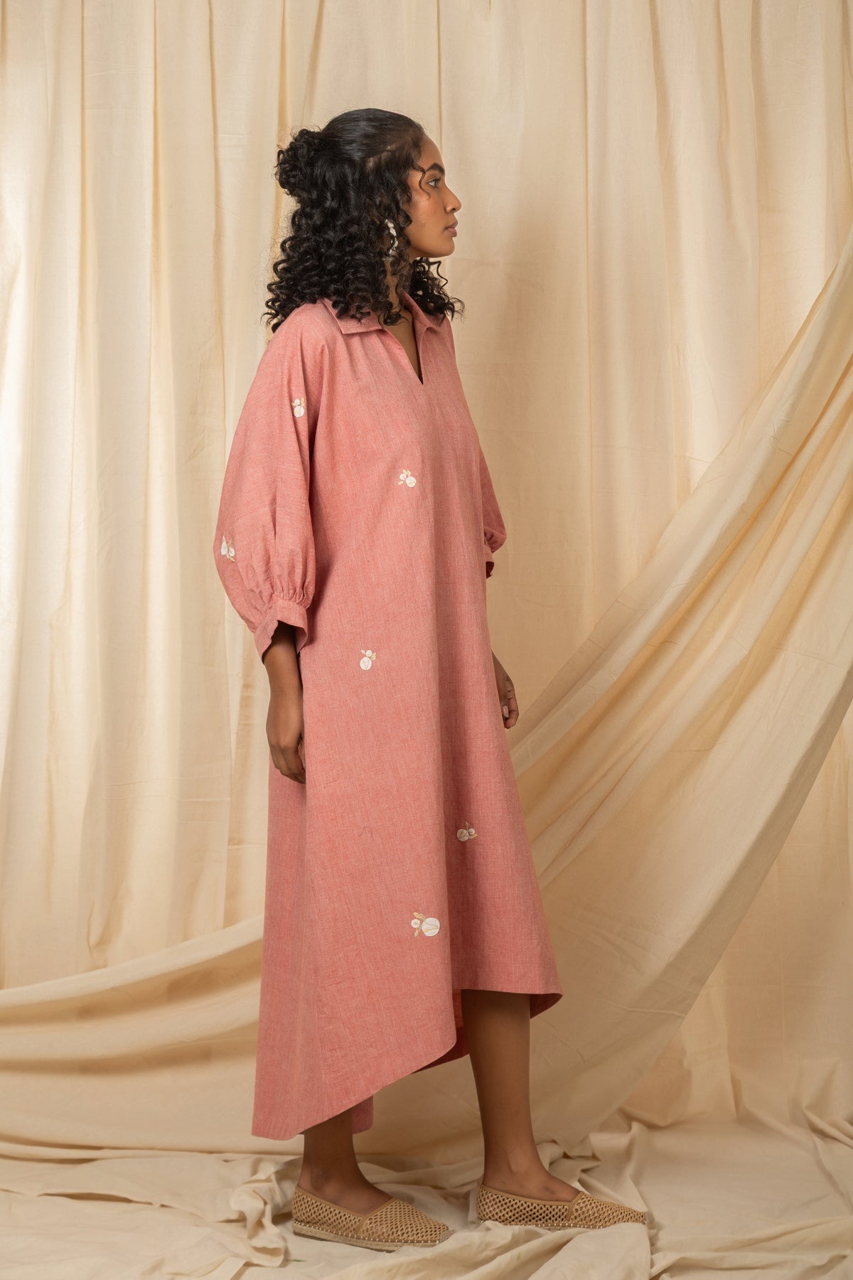 Dusty rose embroidered high-low dress