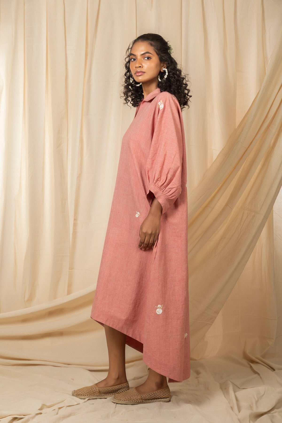 Dusty rose embroidered high-low dress